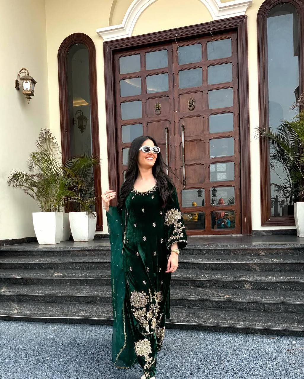 Designer Velvet Embroidered Suit Set with Butterfly Net Dupatta | Heavy Coding Sequence Work | Premium Festive Wear for Women