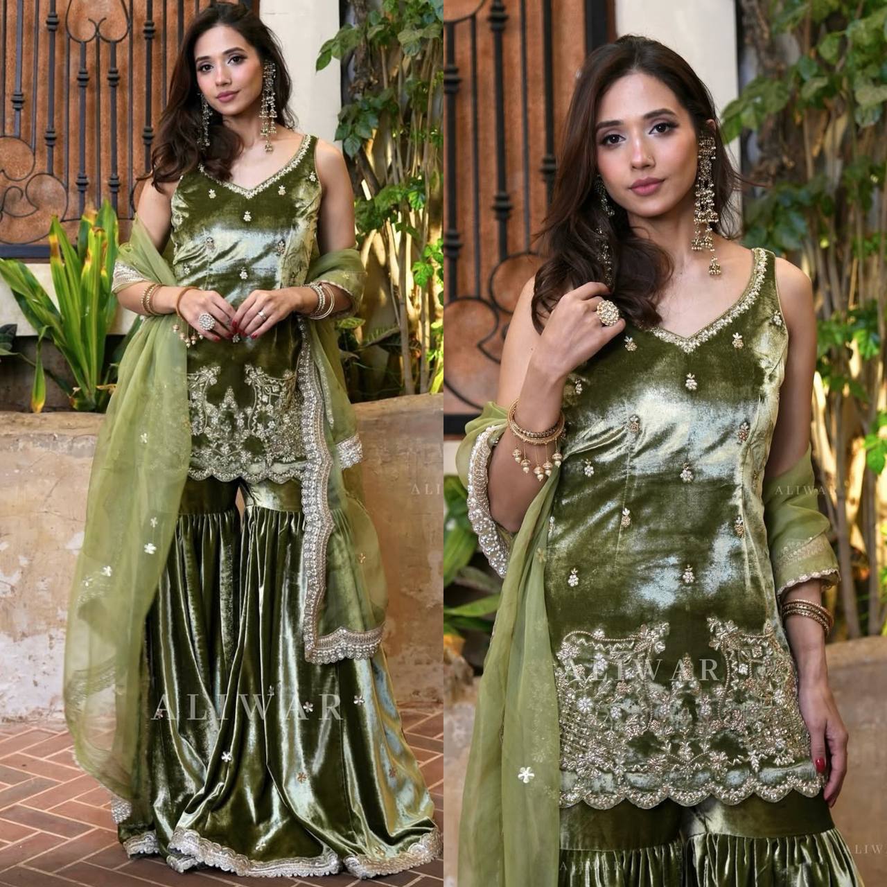 New Arrival Premium Velvet Sharara Suit with Hand Moti & Sequence Work Dupatta