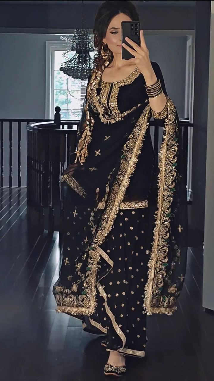 Designer Party Wear Top with Dhoti Skirt & Dupatta (MD-3023)