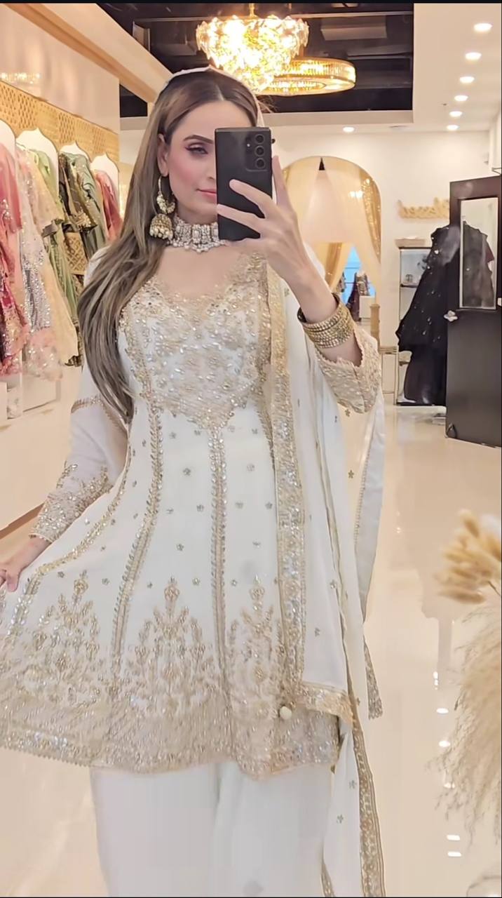 Premium Designer Party Wear Top-Plazzo with Dupatta