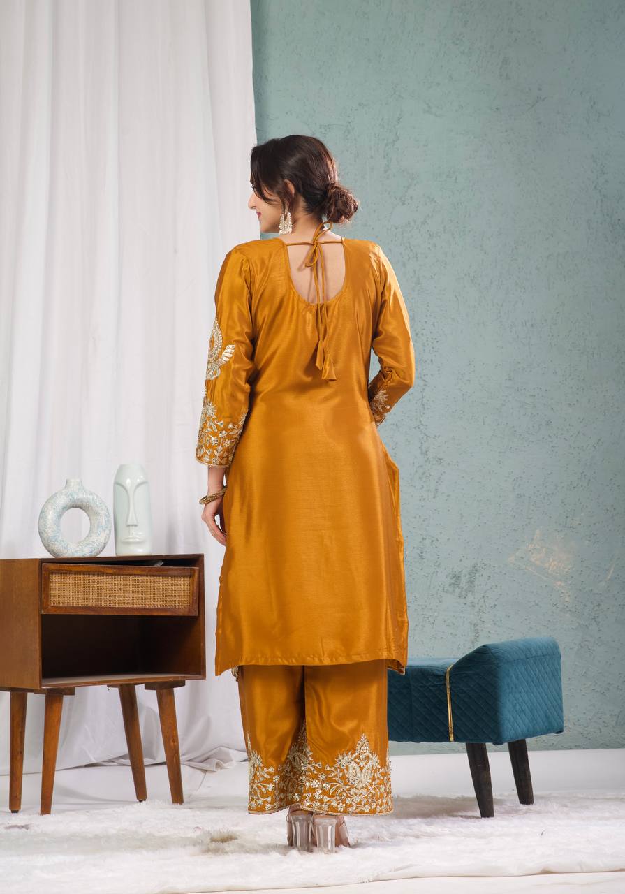 Heavy Embroidered Chinnon Silk Set