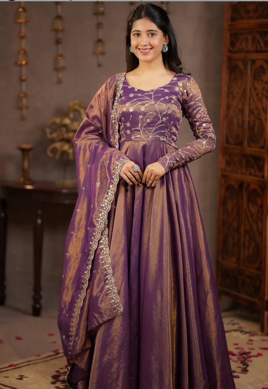 Heavy Cosmos Silk Embroidered Anarkali Suit | Festive Party Wear