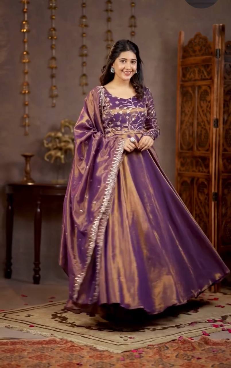 Heavy Cosmos Silk Embroidered Anarkali Suit | Festive Party Wear