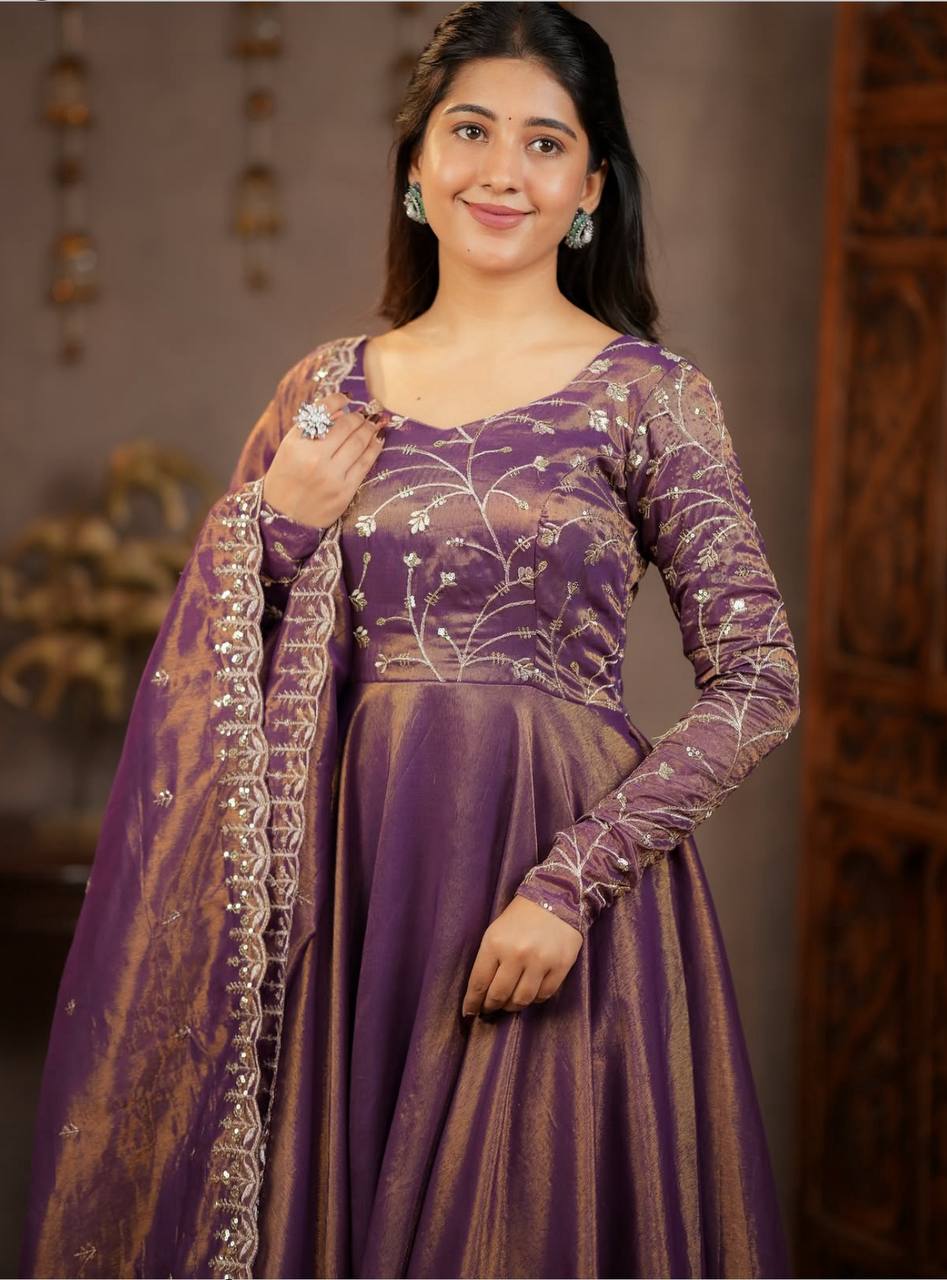 Heavy Cosmos Silk Embroidered Anarkali Suit | Festive Party Wear