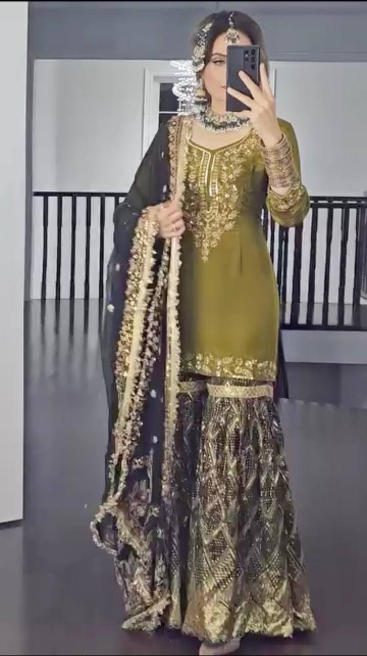 Premium Heavy Embroidery Sharara Suit – MD-3033