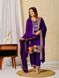 Premium Chinnon Silk Embroidered Party Wear Suit