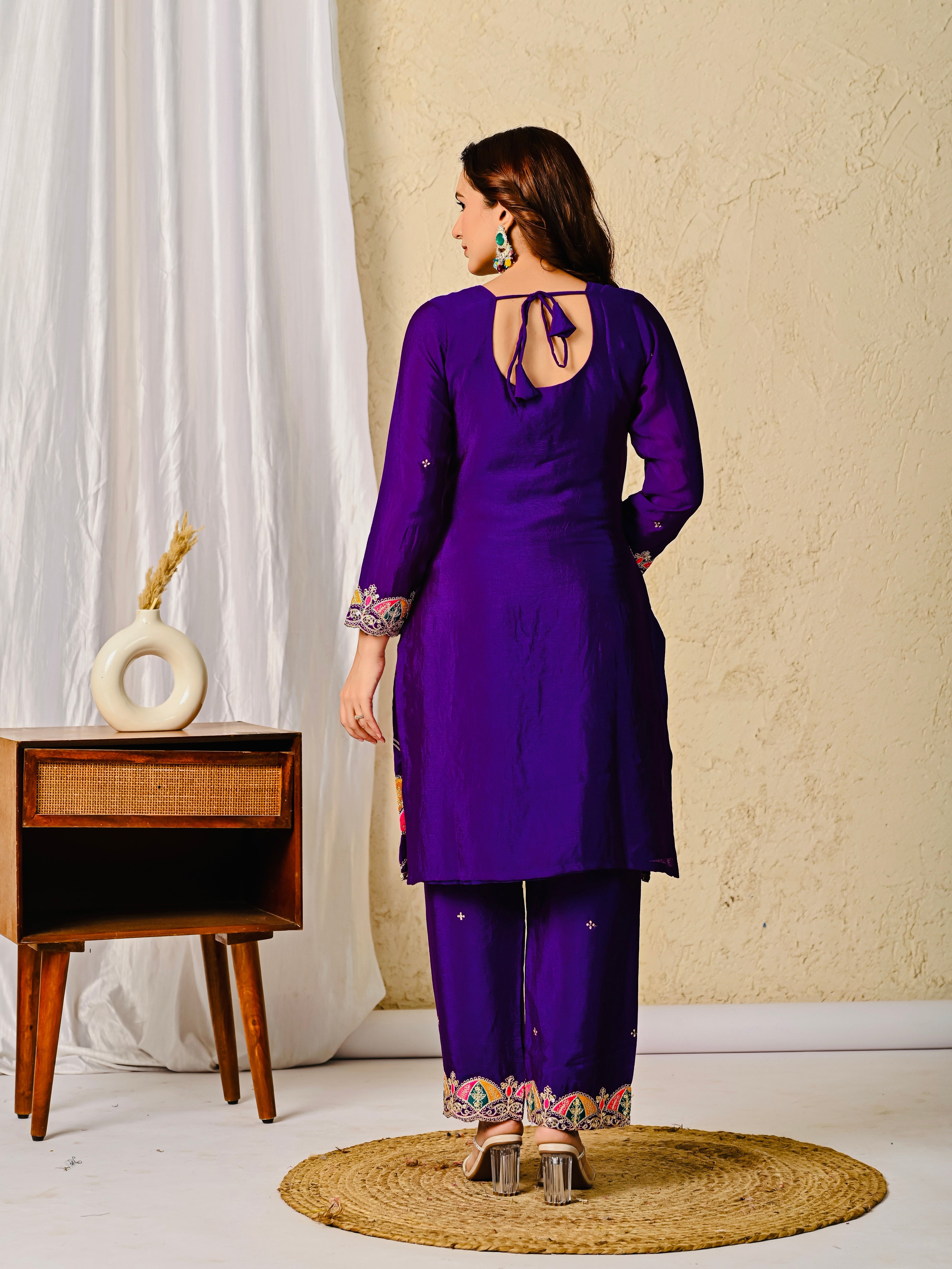 Premium Chinnon Silk Embroidered Party Wear Suit