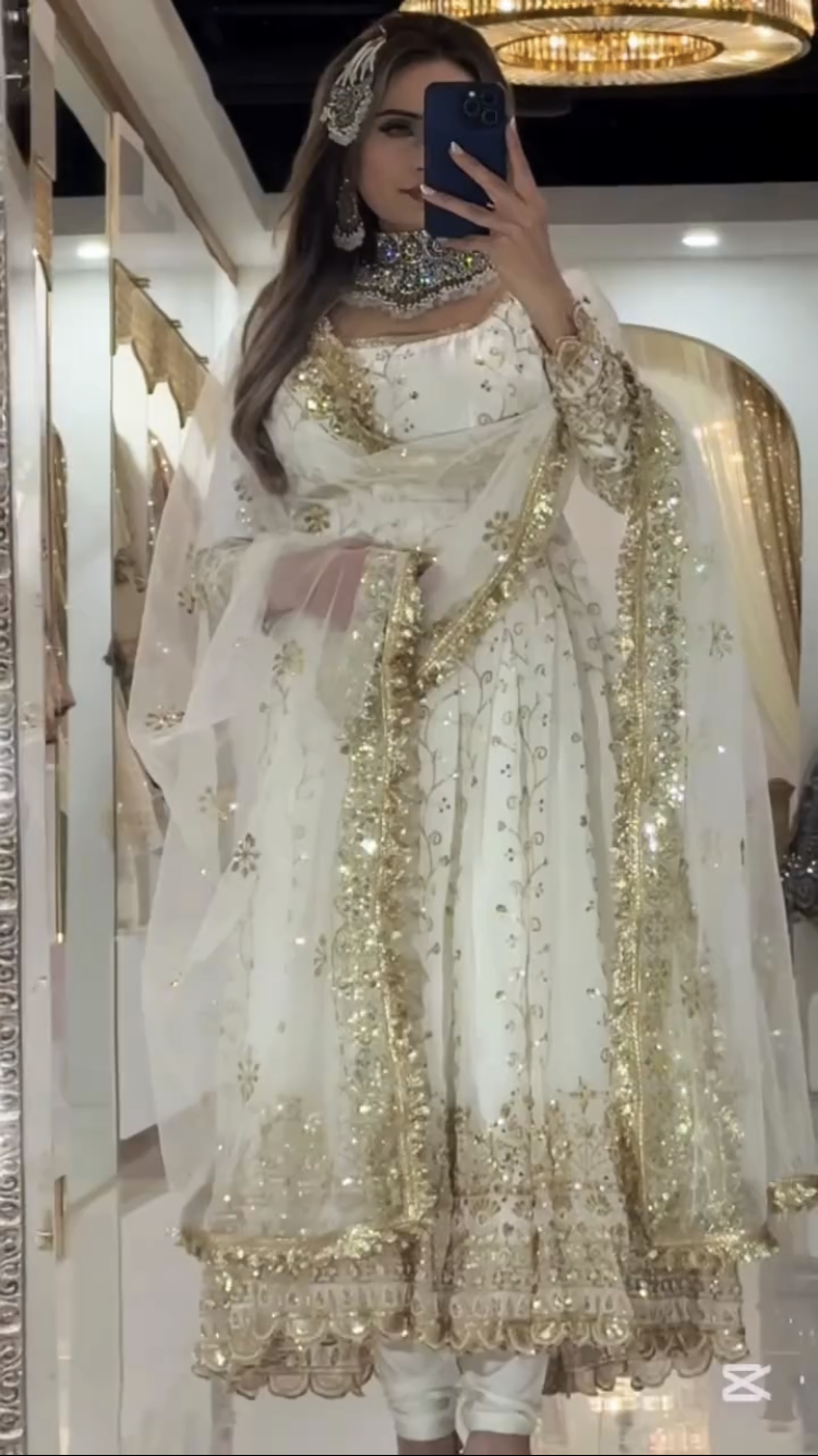 Premium Black Blooming Embroidered Anarkali Suit for Womens