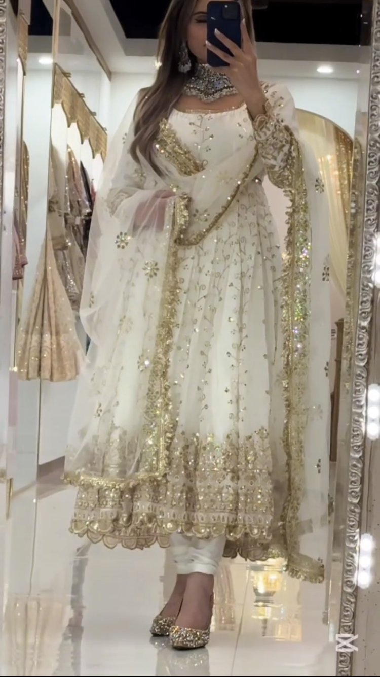 Premium Black Blooming Embroidered Anarkali Suit for Womens