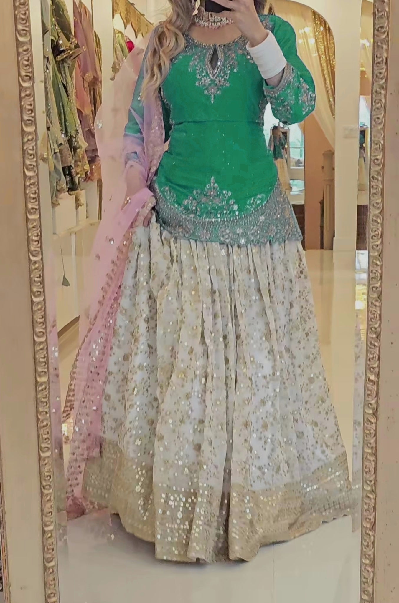 New Designer Chinon Silk Lehenga with Fancy Top & Dupatta-NF-(1242)