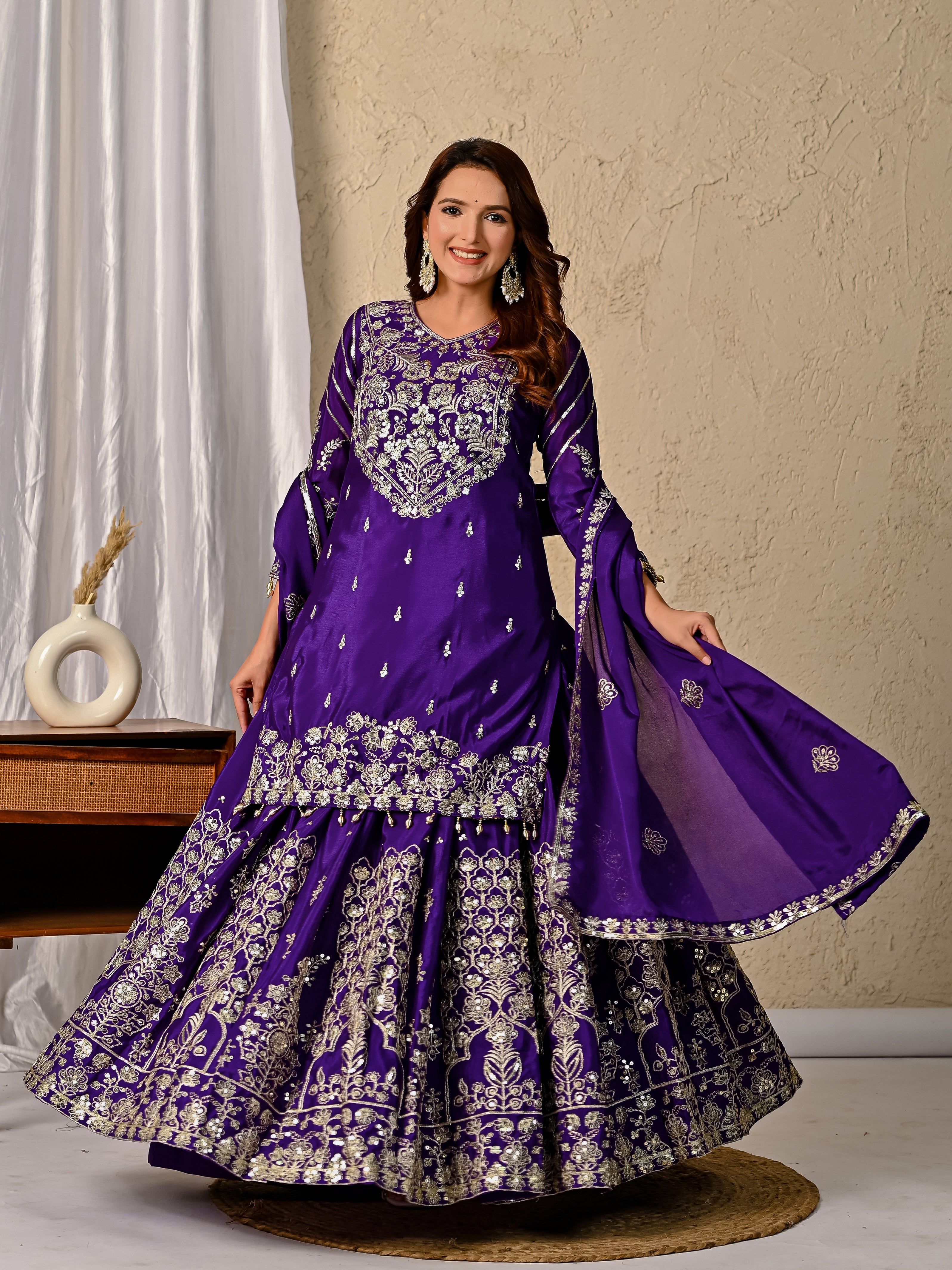 Elegant Designer Lehenga with Embroidery & Sequence Work-NF-(1245)