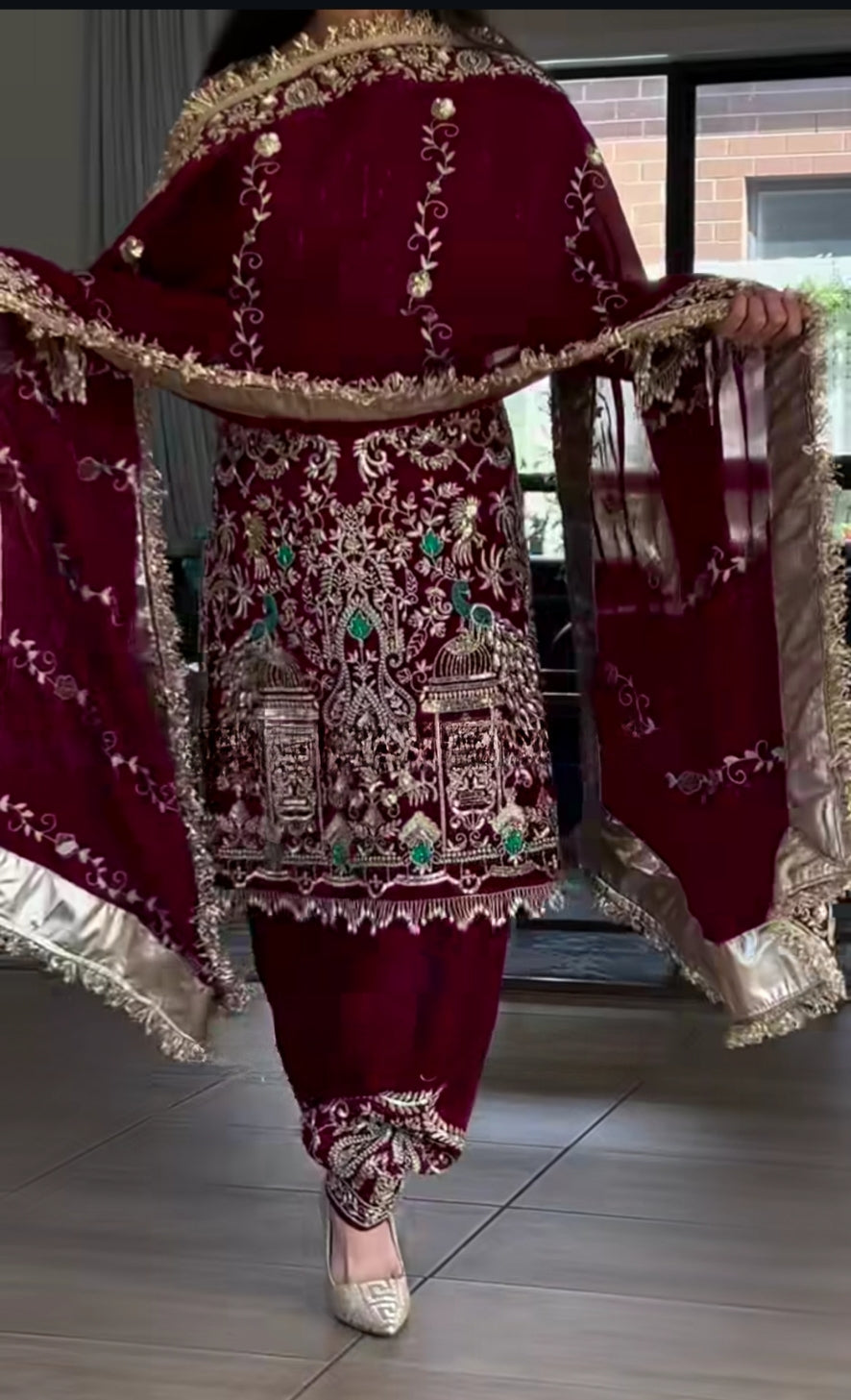 Designer Party Wear Top – Dhoti Salwar & Dupatta with Hand Work Elegance-NF-1239