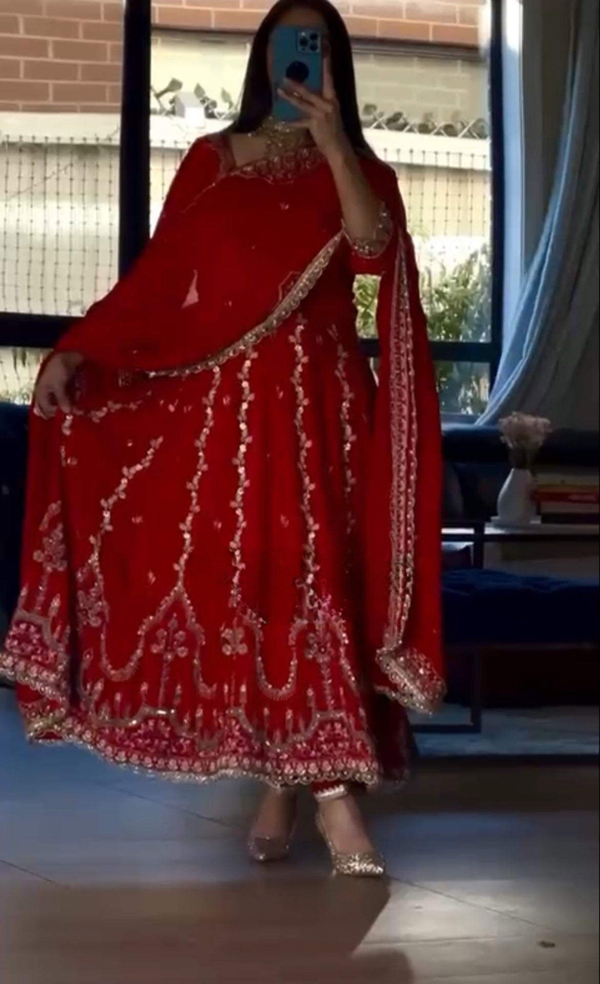 Premium Designer Anarkali Suit with Sequins & Embroidery Work-3065