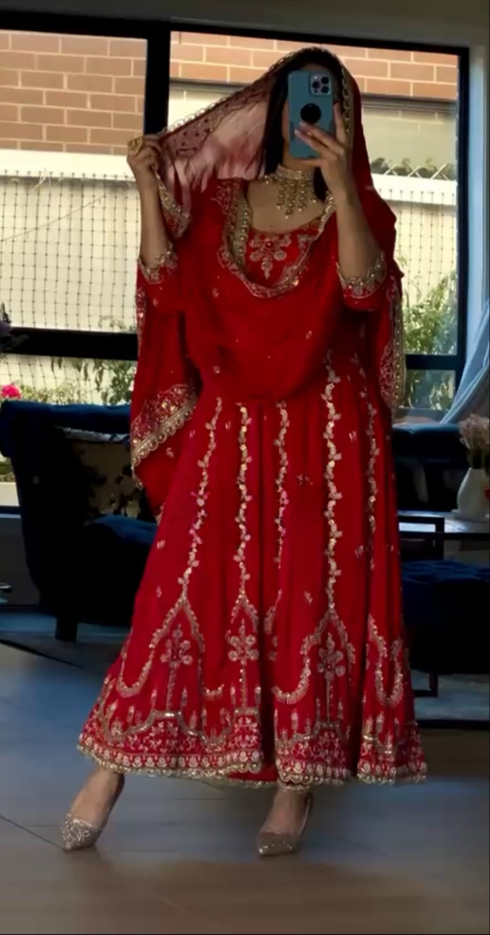 Premium Designer Anarkali Suit with Sequins & Embroidery Work-3065