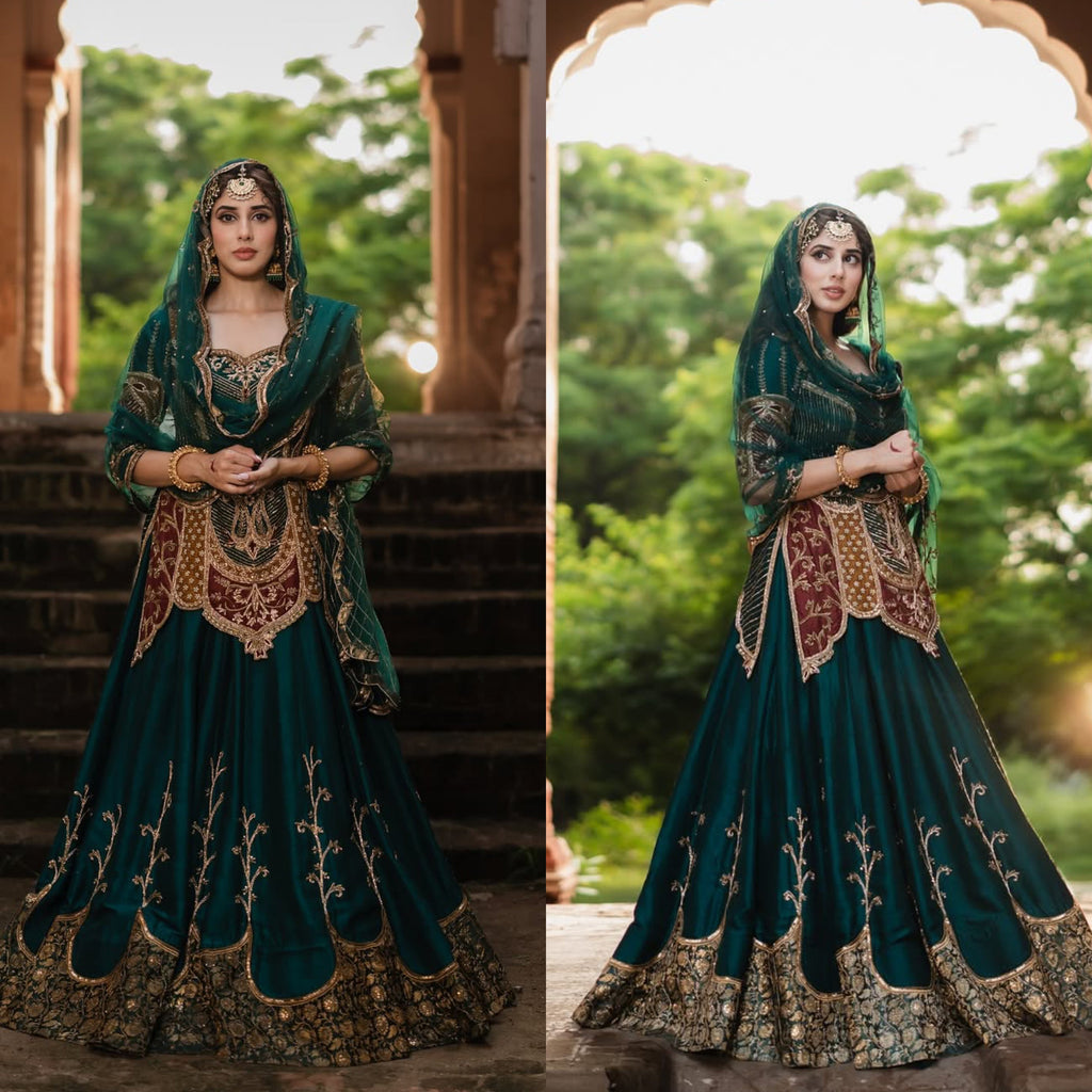 Party Wear Crepe Silk Lehenga with Organza Dupatta