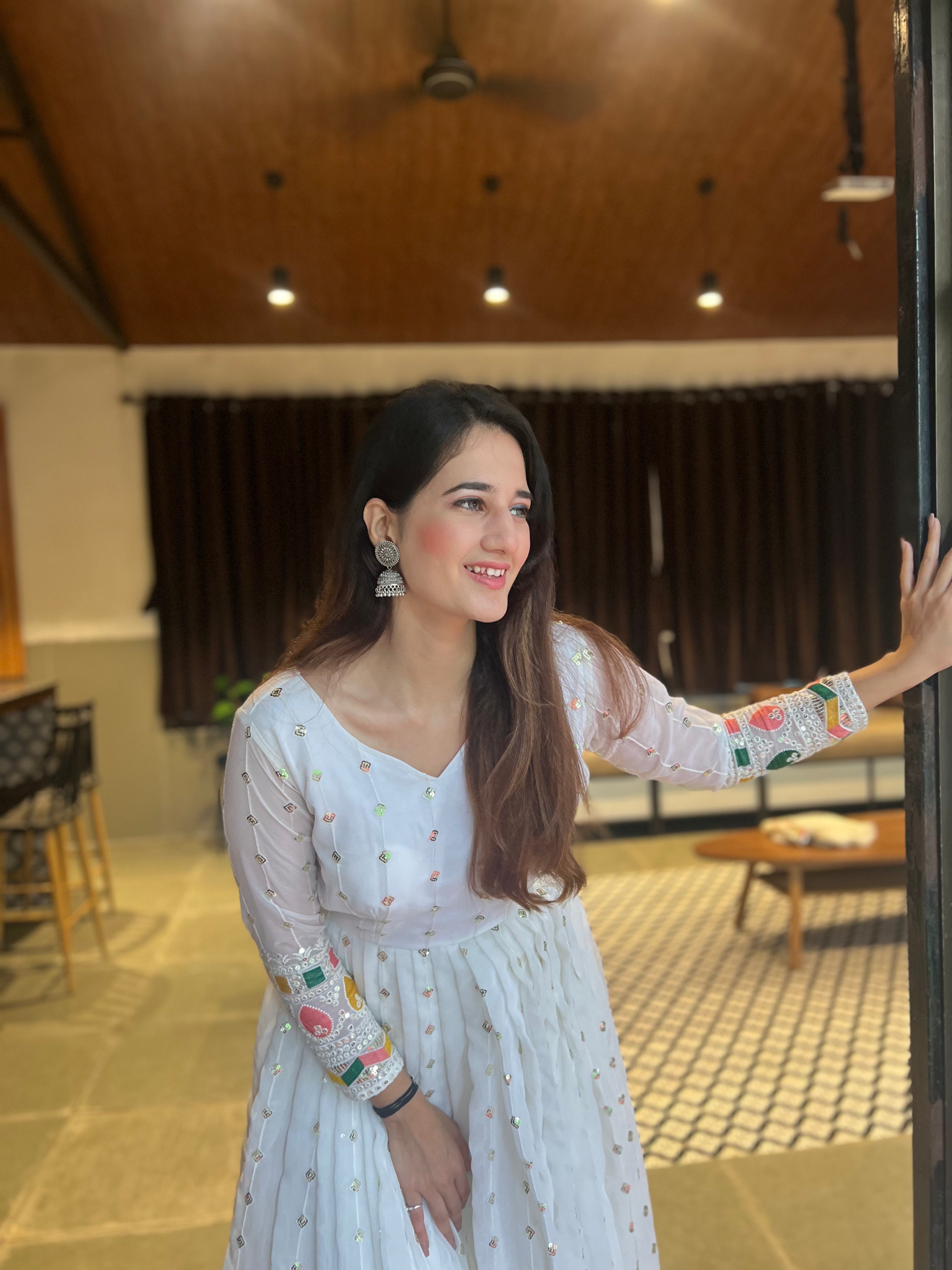 Fancy Party Wear Anarkali Dress – Fully Stitched with Cups-NF-(1164)