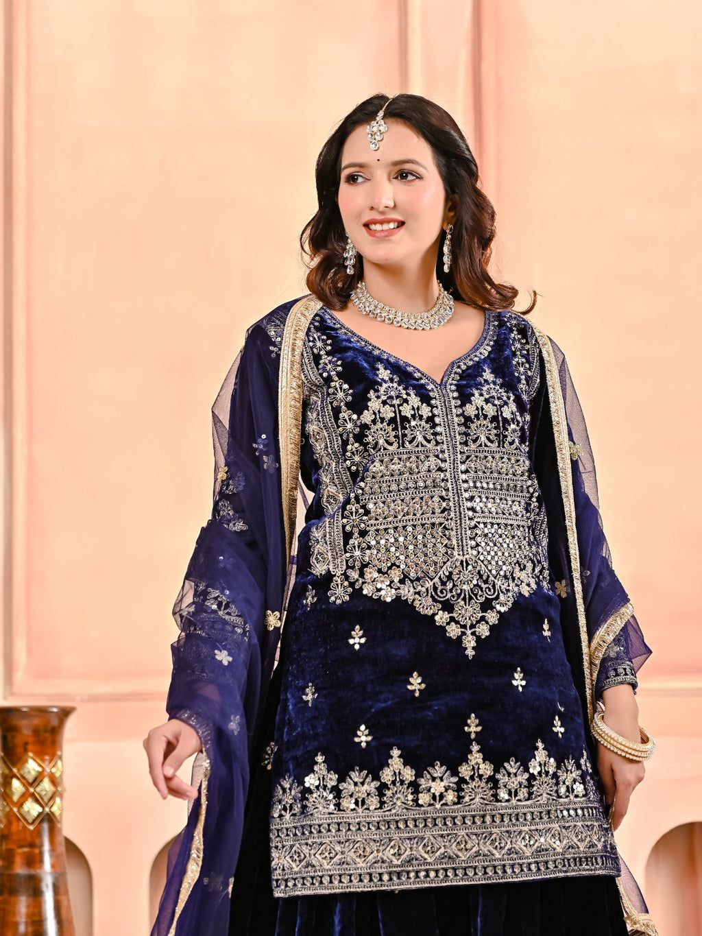 Premium Velvet Sharara Suit for Women | Embroidered & Stitched Set