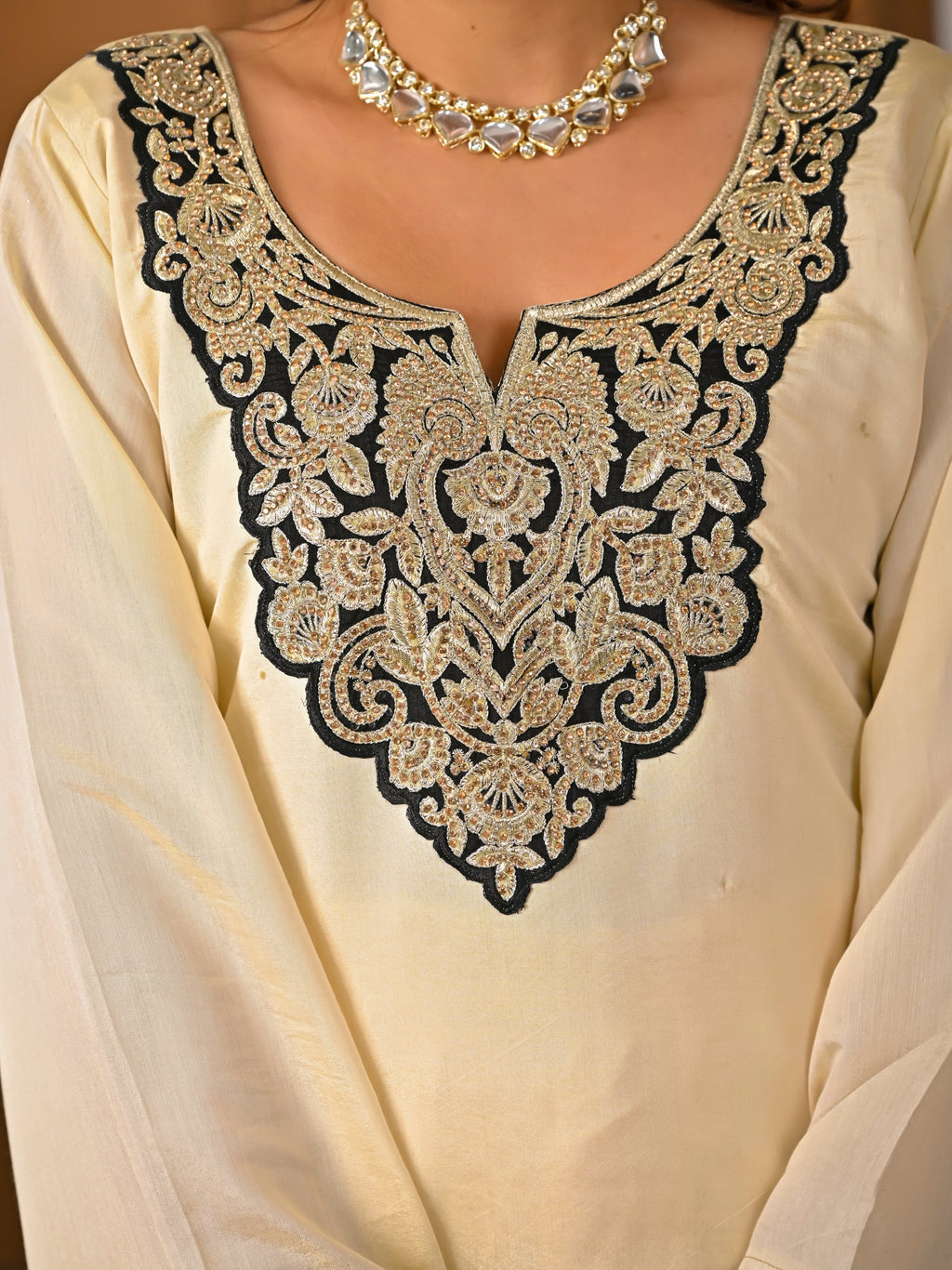 Your Designer Studio Roman Silk Embroidered Kurta Sharara Set with Dupatta