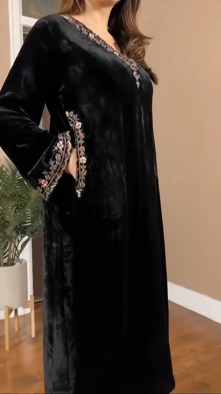 Premium Velvet Suit Set for Women | Embroidered Kurta & Pants