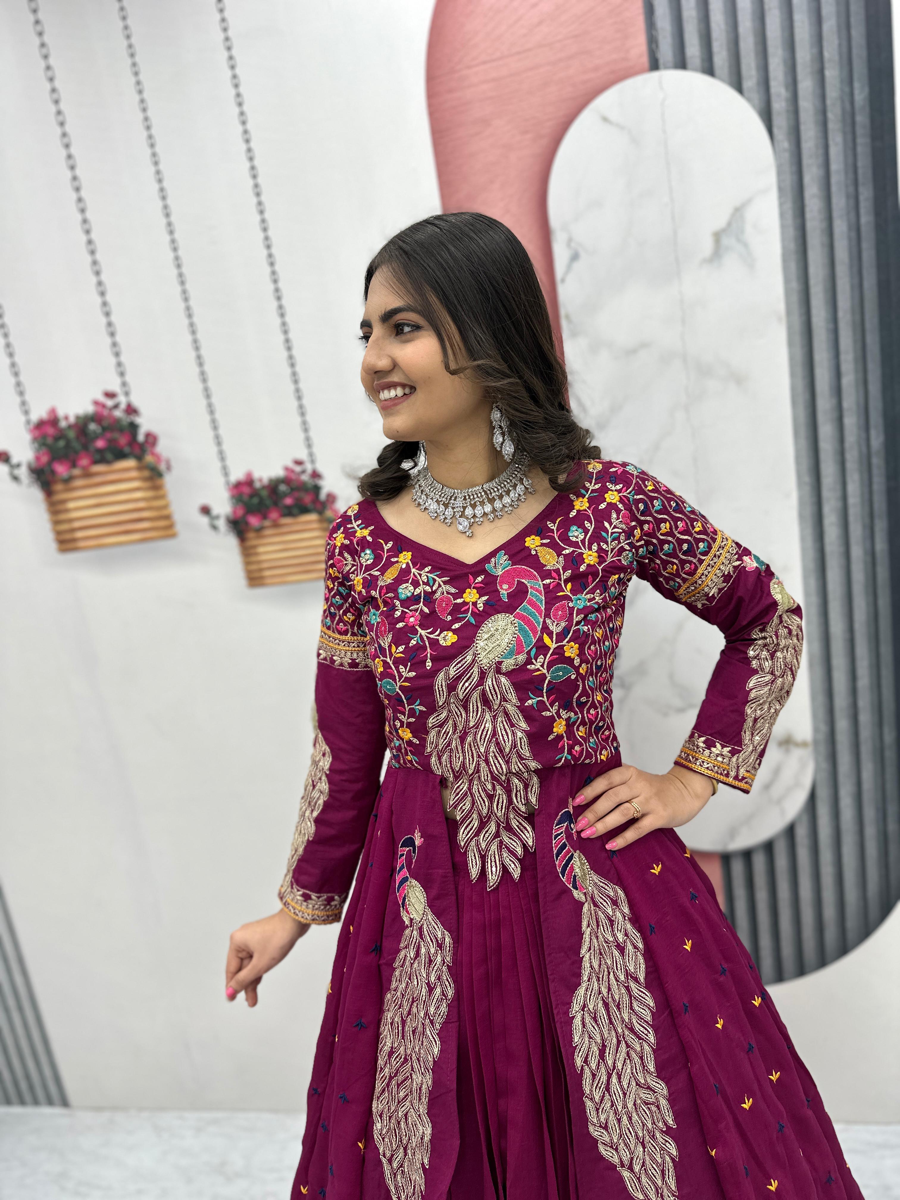 Trendy Premium Quality Heavy Traditional Crop Top with Shrug.