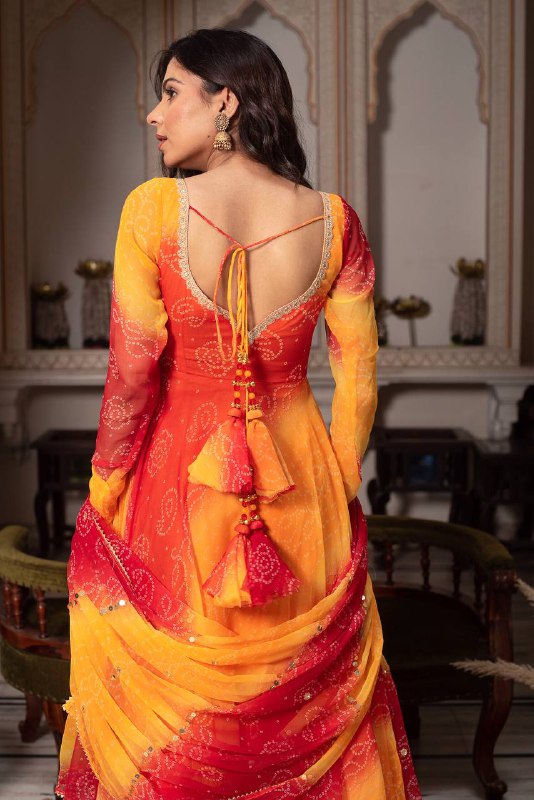 Your Designer Studio Ombre Digital Print Anarkali Suit Set with Printed Dupatta | Faux Georgette 3-Piece Ethnic Wear