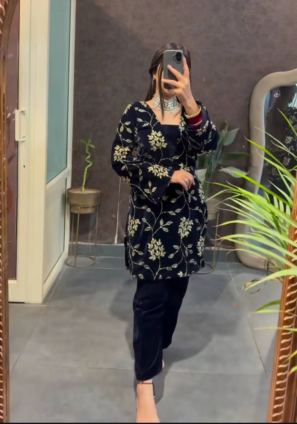 Luxury Velvet Embroidered Suit Set for Women | Pure Heavy Viscose Velvet with Multi Sequin Work & Dupatta