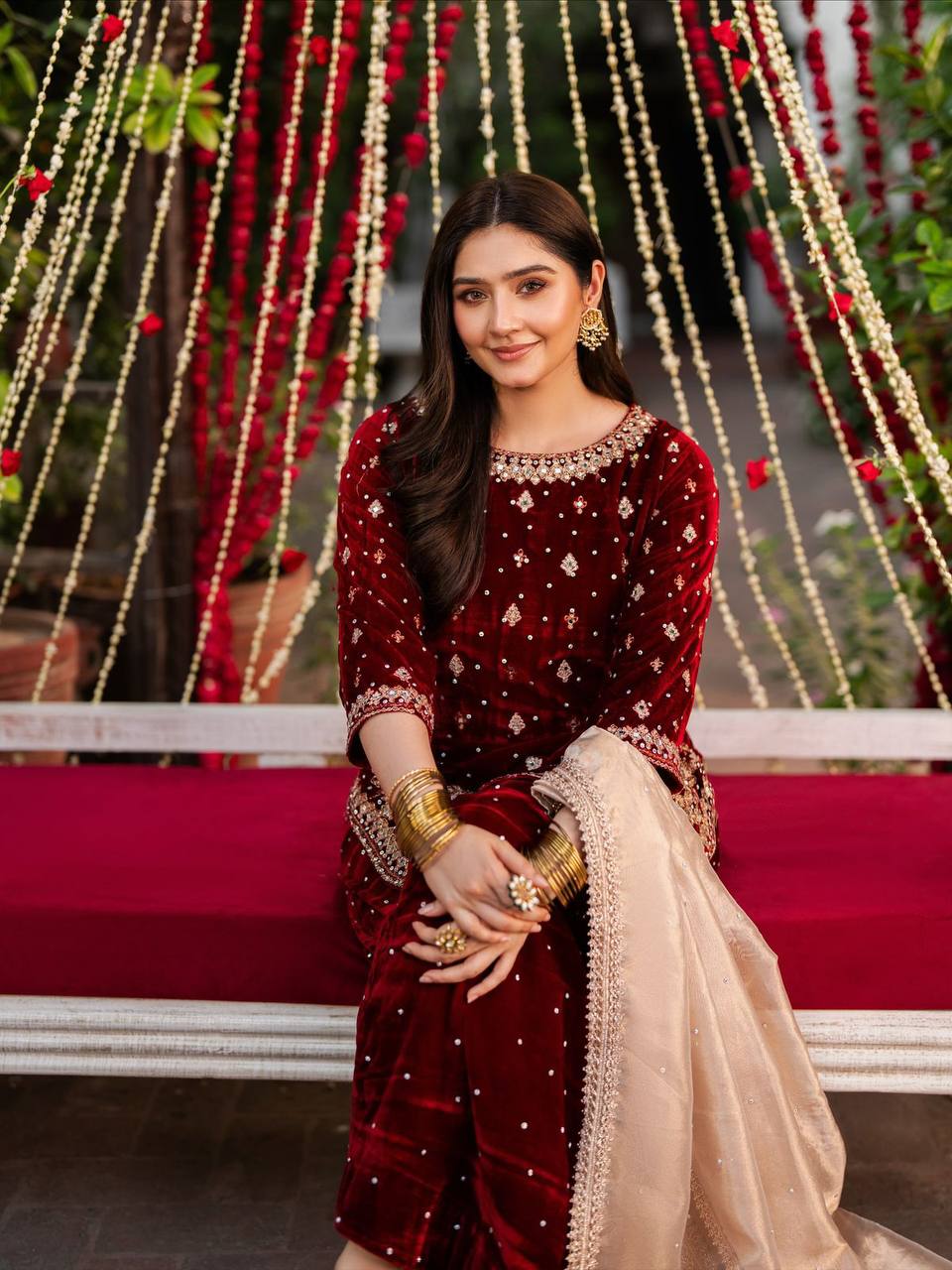 NEW DESIGNER PARTY WEAR HEAVY VISCOSE VELVET TOP WITH SHRARA