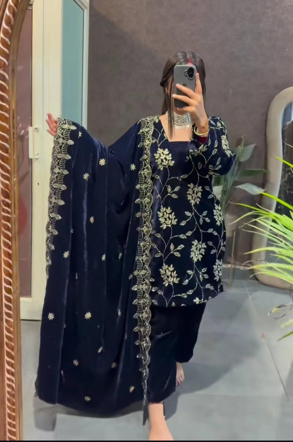 Luxury Velvet Embroidered Suit Set for Women | Pure Heavy Viscose Velvet with Multi Sequin Work & Dupatta