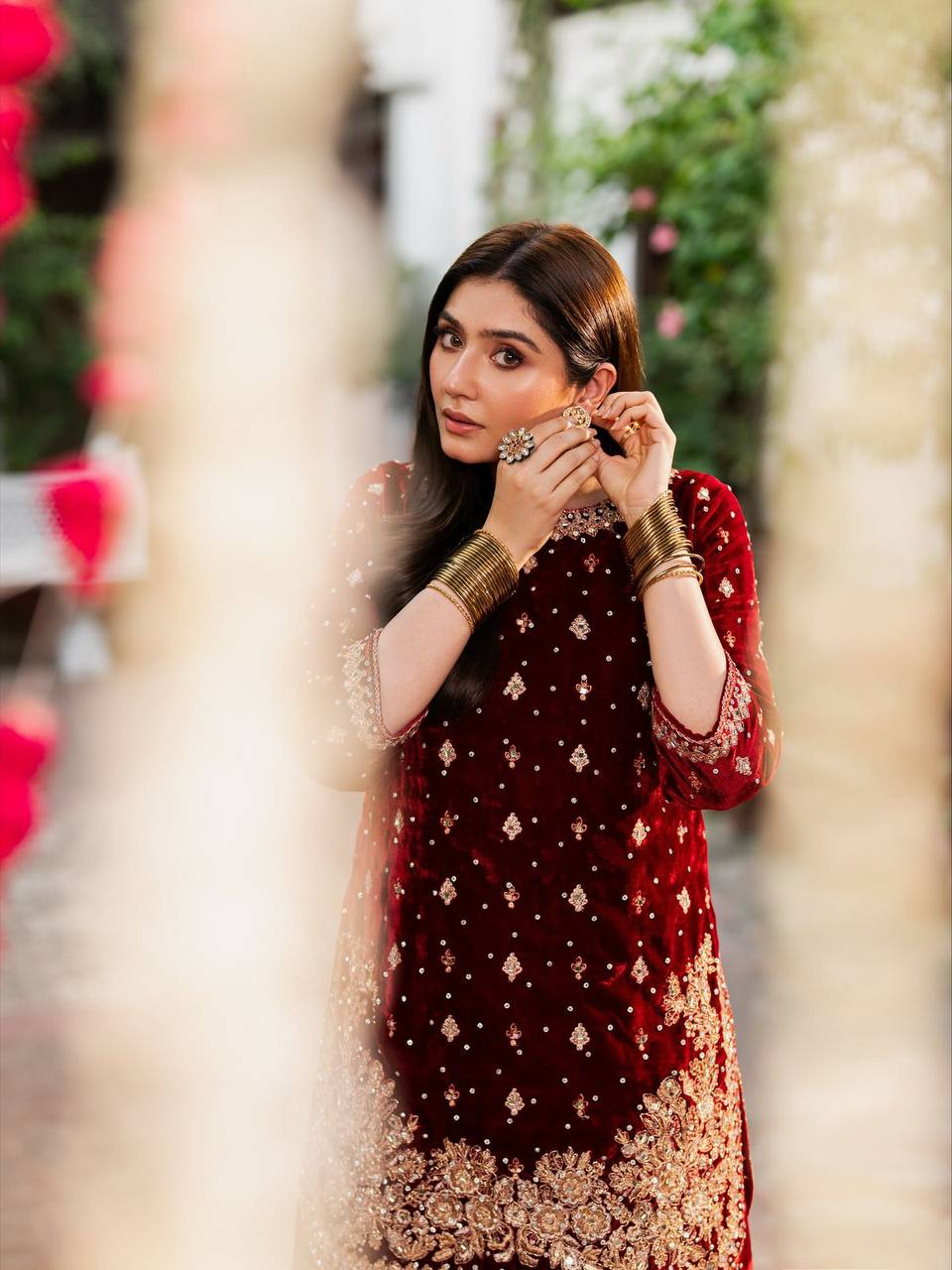 NEW DESIGNER PARTY WEAR HEAVY VISCOSE VELVET TOP WITH SHRARA